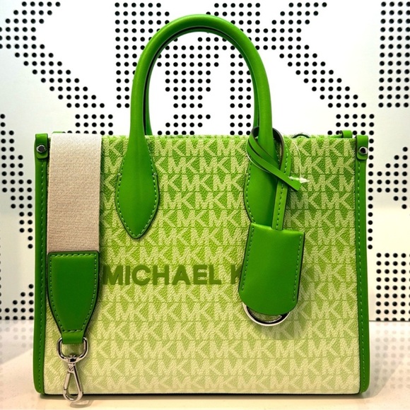 Michael Kors Mirella Small Ombré Signature Logo Crossbody Bag Jungle Green - Picture 2 of 9